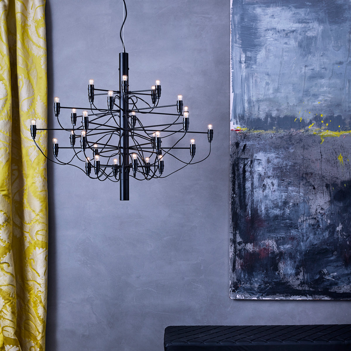 Jarylix Chandelier Brass & Steel. Steel Ceiling Fitting & Rose 27.2"W x 27.2"D