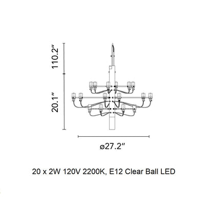 Jarylix Chandelier Brass & Steel. Steel Ceiling Fitting & Rose 27.2"W x 27.2"D