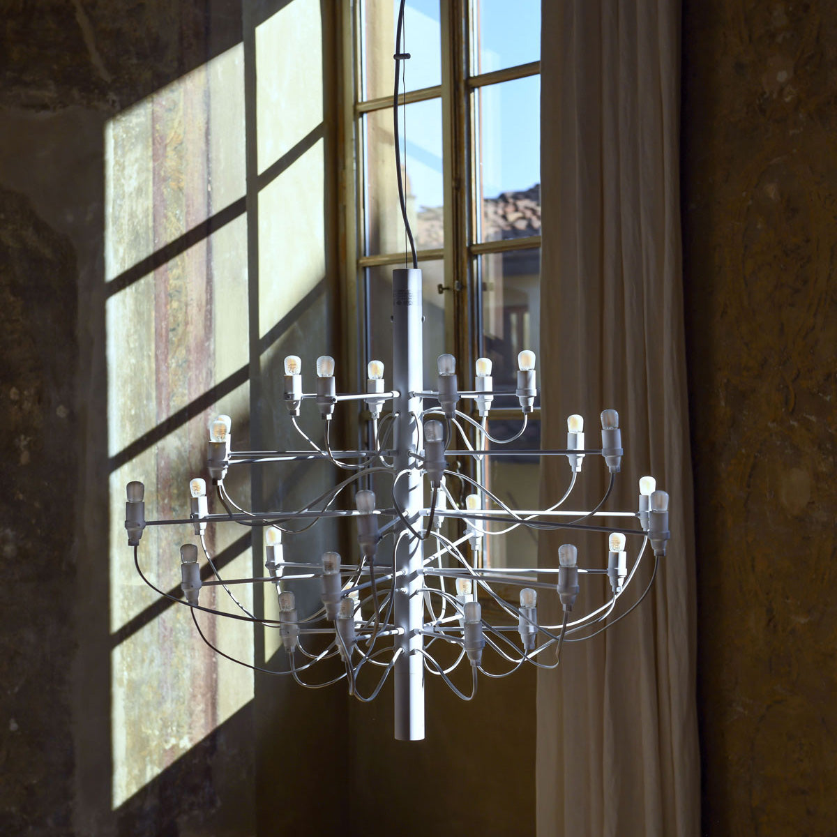 Jarylix Chandelier Brass & Steel. Steel Ceiling Fitting & Rose 27.2"W x 27.2"D