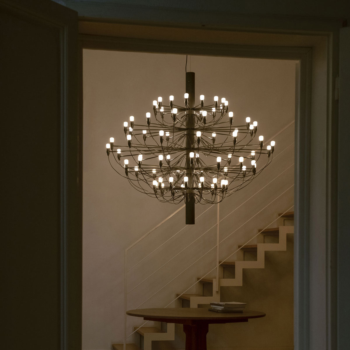 Jarylix Chandelier Brass & Steel. Steel Ceiling Fitting & Rose 27.2"W x 27.2"D