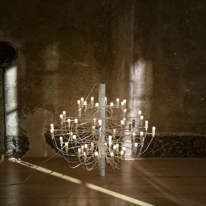 Jarylix Chandelier Brass & Steel. Steel Ceiling Fitting & Rose 27.2"W x 27.2"D