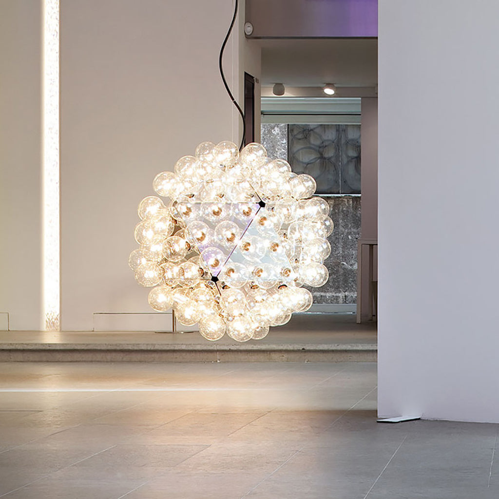 Winivra 88 S1 Pendant Light Structure Formed By 20 Pressed & Polished Aluminum Triangles. Steel Ceiling Fitting & Rose 31.5"D