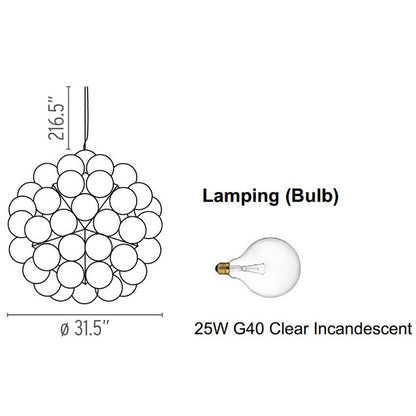 Winivra 88 S1 Pendant Light Structure Formed By 20 Pressed & Polished Aluminum Triangles. Steel Ceiling Fitting & Rose 31.5"D