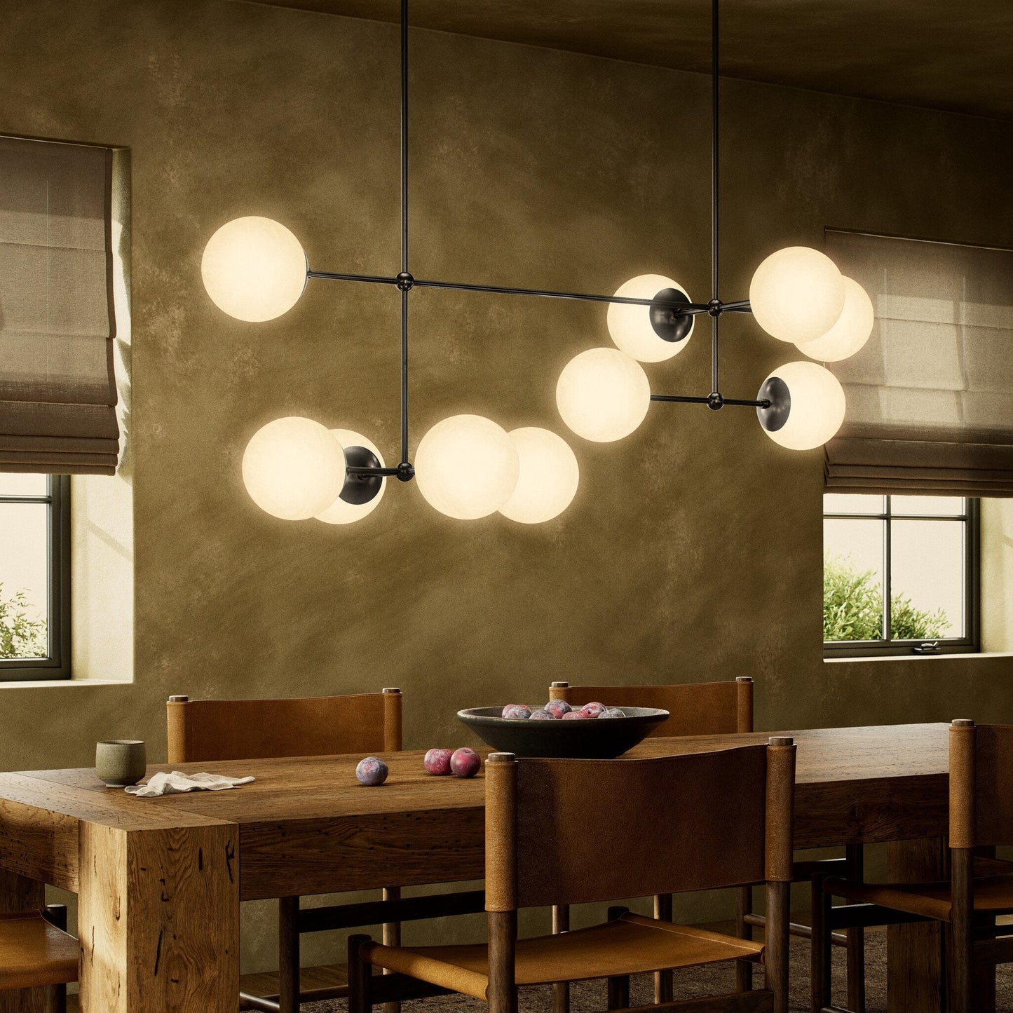 Ciroeivero Armstrong Linear Chandelier Finish: Brass. Cord: Thermoplastic. Shade: Glass 64.25"W x 30.25"D