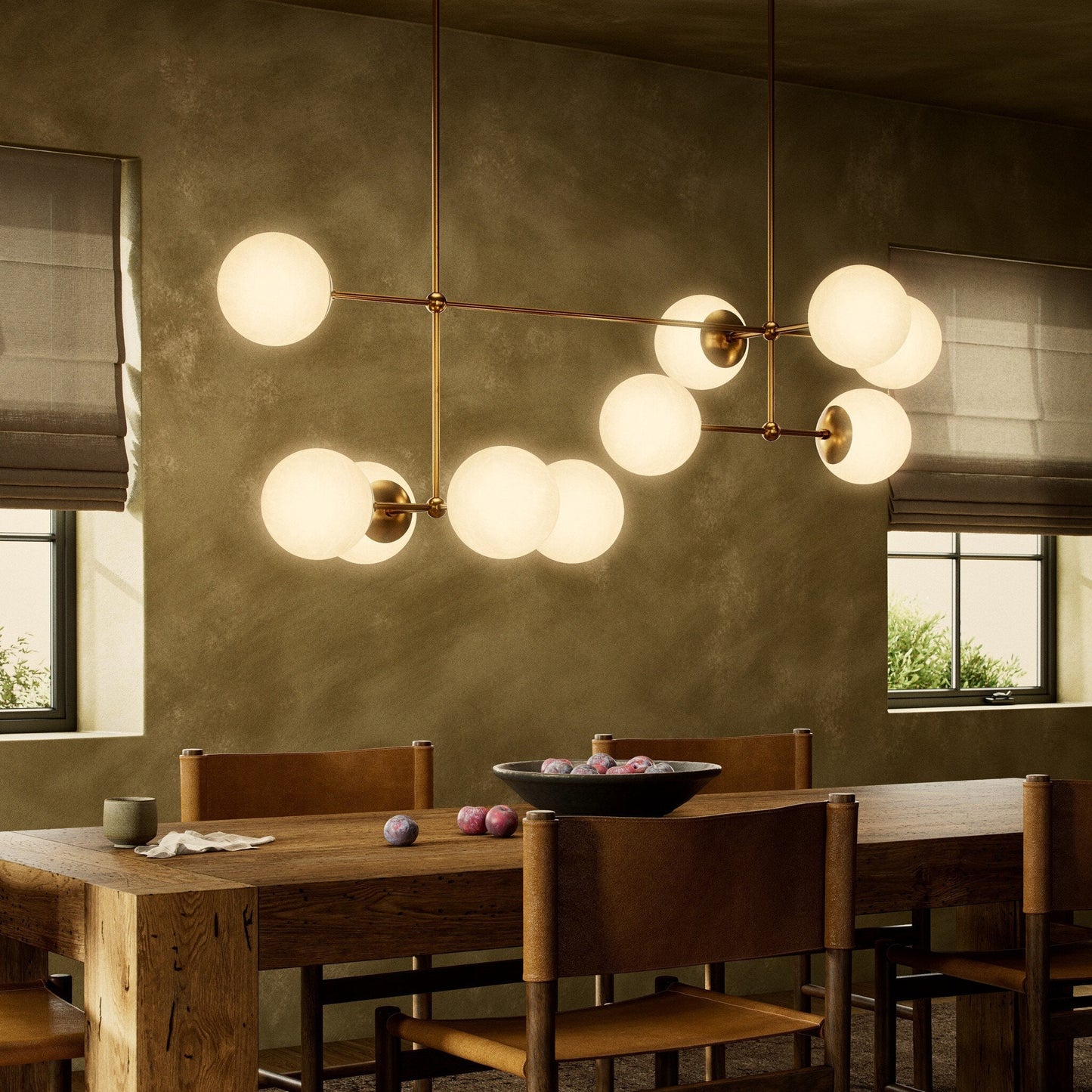 Ciroeivero Armstrong Linear Chandelier Finish: Brass. Cord: Thermoplastic. Shade: Glass 64.25"W x 30.25"D