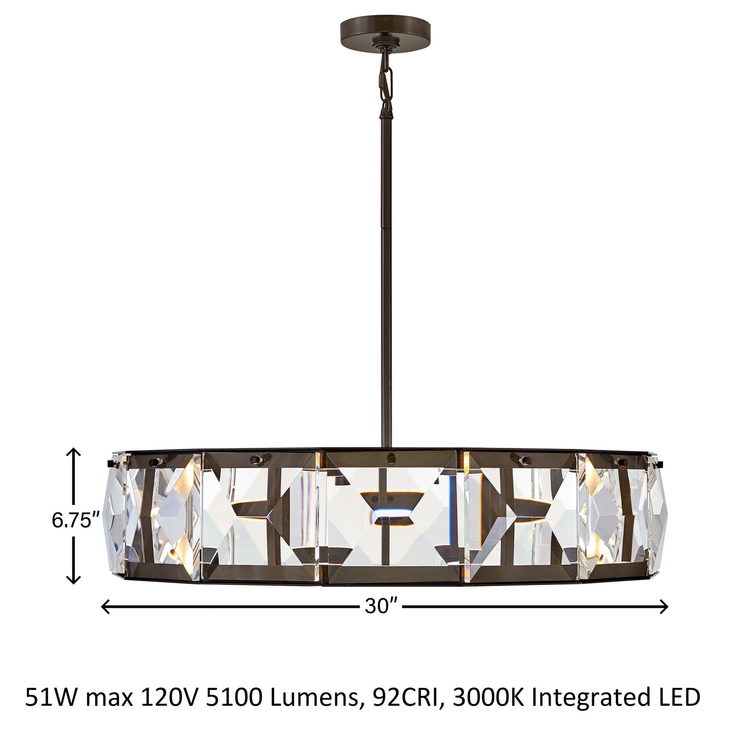 Calaver Chandelier Steel & Crystal 30"D