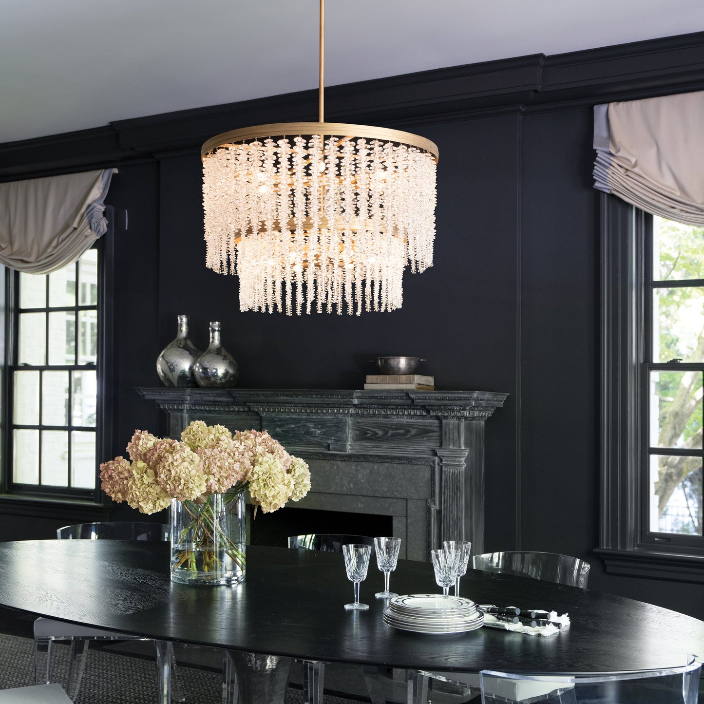Naroalora Chandelier Steel & Crystal 26"D