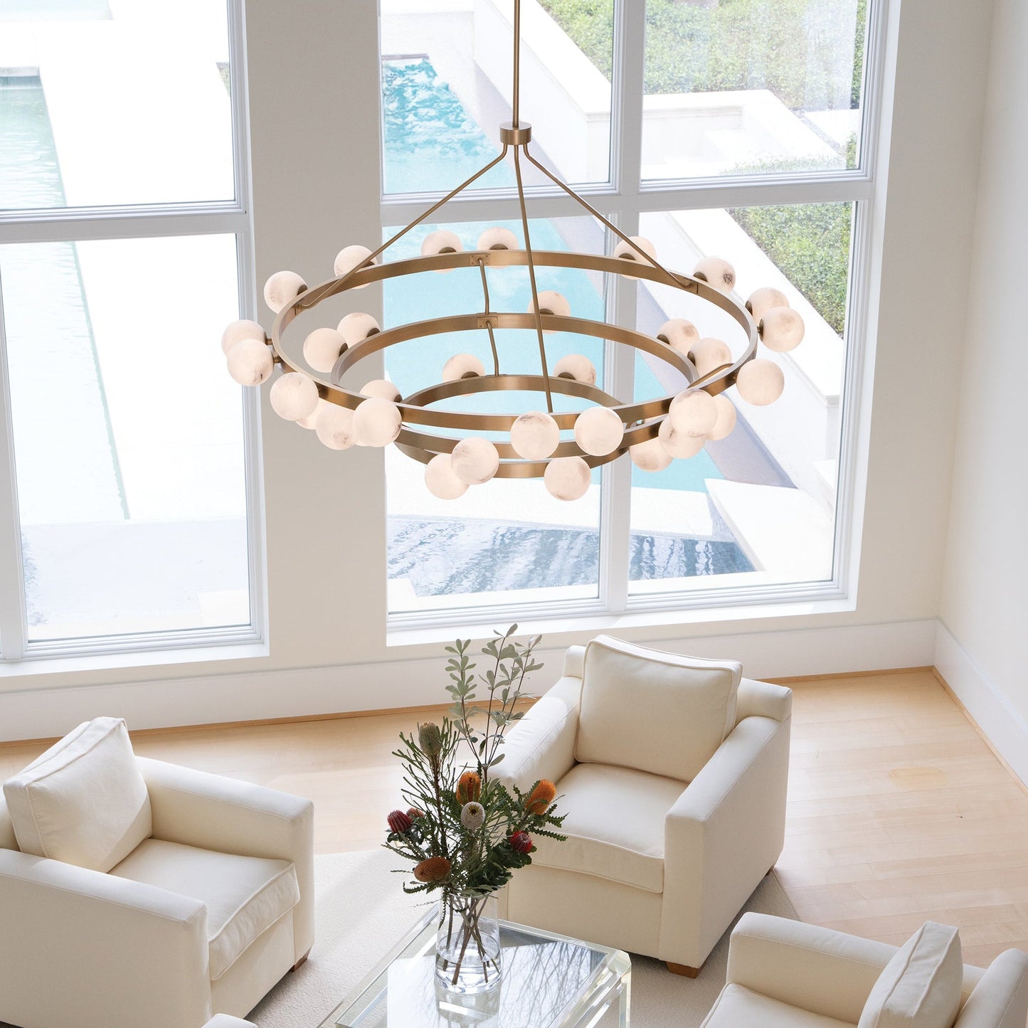 Noraester Chandelier Steel & Glass 48"D