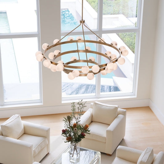 Noraester Chandelier Steel & Glass 48"D