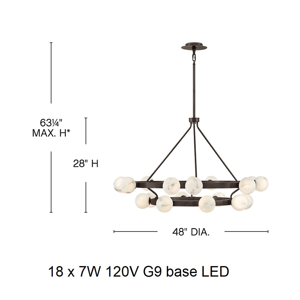 Noraester Chandelier Steel & Glass 48"D