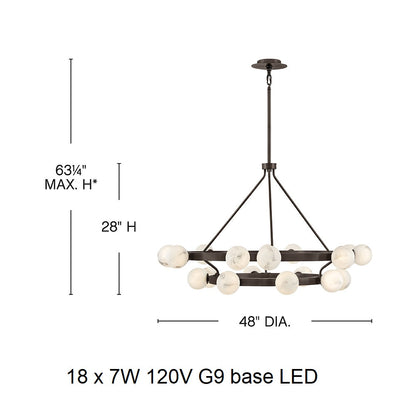 Noraester Chandelier Steel & Glass 48"D