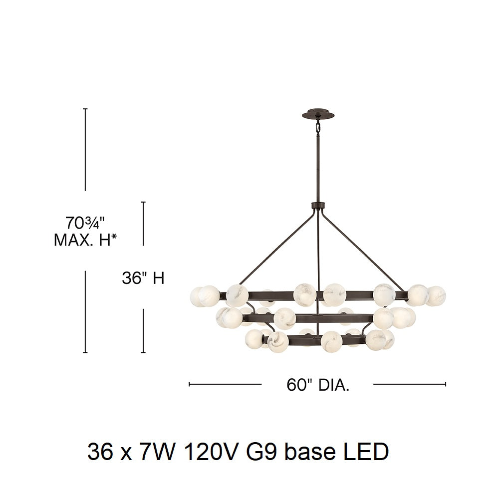 Noraester Chandelier Steel & Glass 48"D