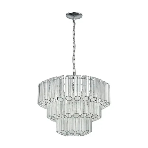 Modern Art Design 4/7-Light Smoky Gray/Clear Layered Glass Chandelier