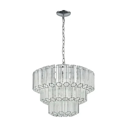 Modern Art Design 4/7-Light Smoky Gray/Clear Layered Glass Chandelier