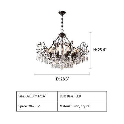 European Retro Light Luxury Crystal Pendant Electronic Candle Chandelier for Living Room / Dining Room / Bedroom