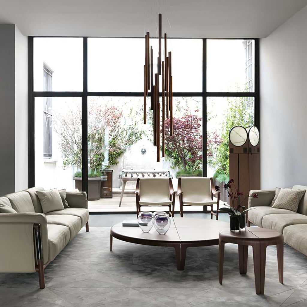 Xaniovra Multi-Light Pendant Light Canaletto Walnut & Saddle Leather 9.5"W
