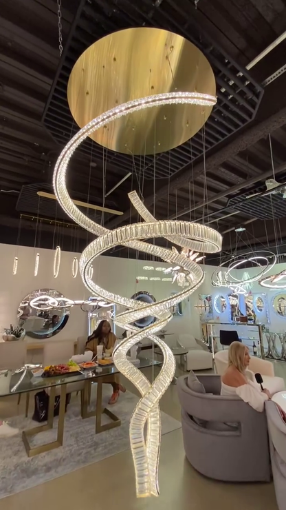 Designer Foyer Living Room Ceiling Light Fixture Stylish Spiral Crystal Chandelier for Hotel Entrance