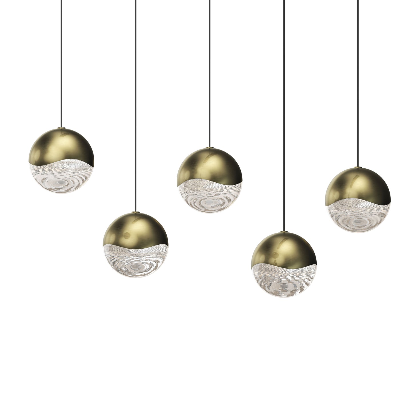 Lunumond Five Light Pendant Light Metal & Glass Lens 37.75"W x 3.75"D