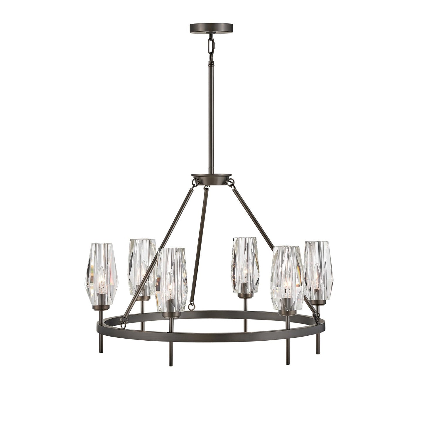 Nivuvaro Chandelier Steel & Crystal 30"D