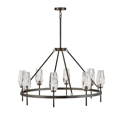 Nivuvaro Chandelier Steel & Crystal 30"D