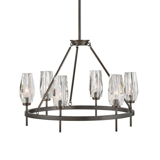 Nivuvaro Chandelier Steel & Crystal 30"D
