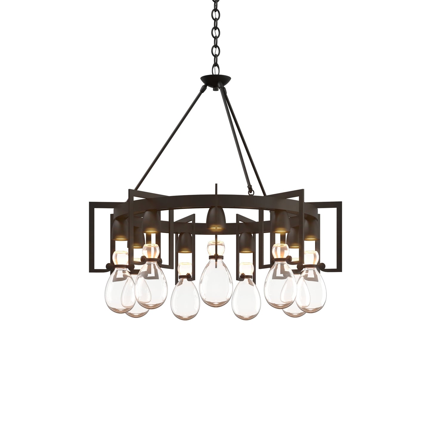 Teraelune Circular Chandelier Steel & Blown Glass 34.9"D