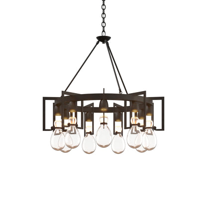 Teraelune Circular Chandelier Steel & Blown Glass 34.9"D