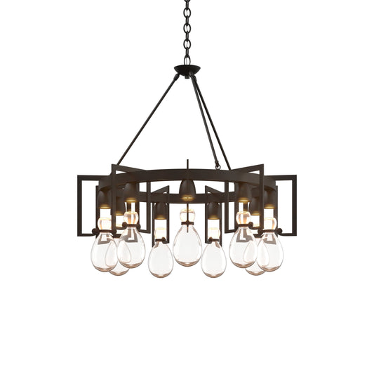Teraelune Circular Chandelier Steel & Blown Glass 34.9"D