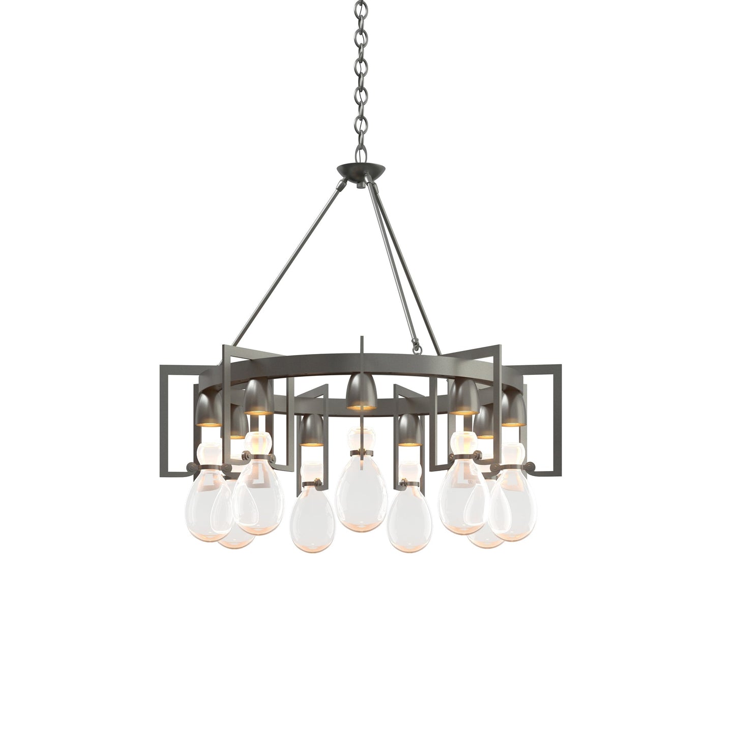 Teraelune Circular Chandelier Steel & Blown Glass 34.9"D