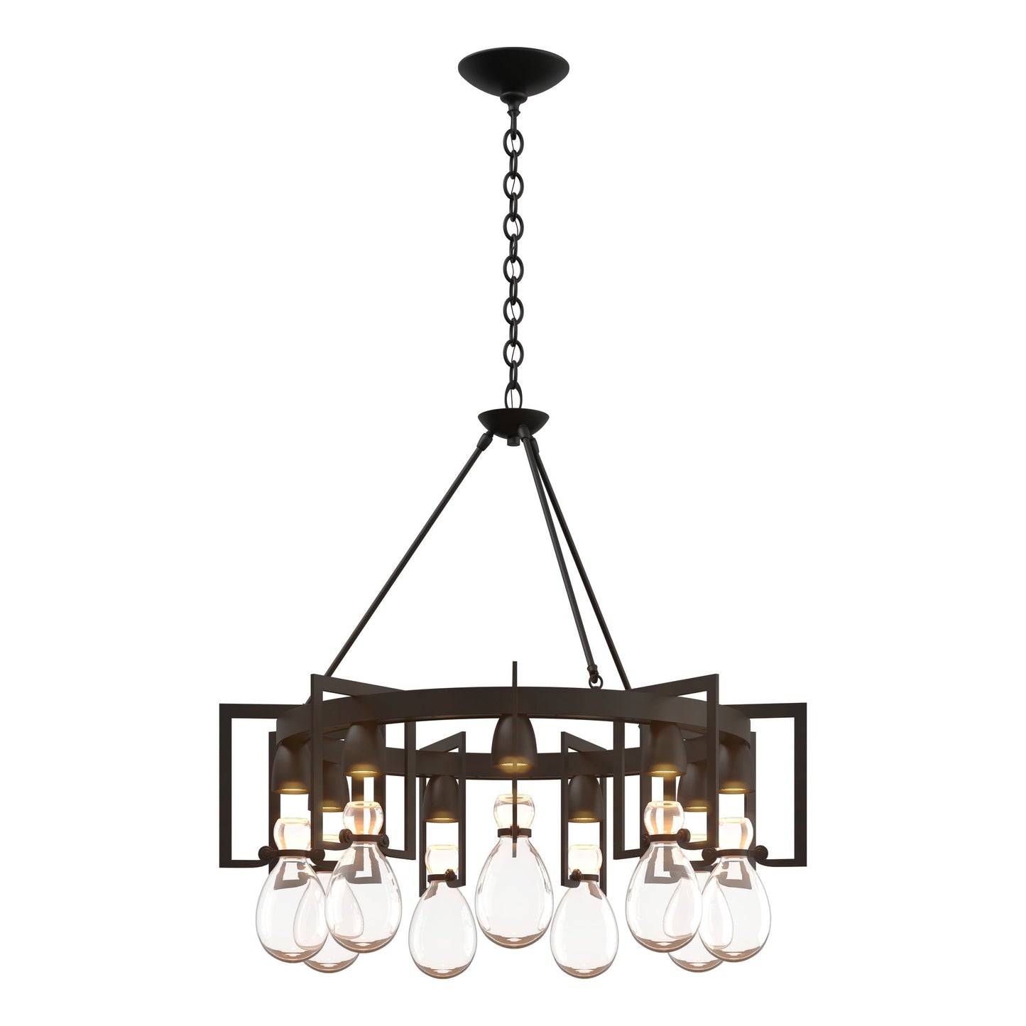 Teraelune Circular Chandelier Steel & Blown Glass 34.9"D
