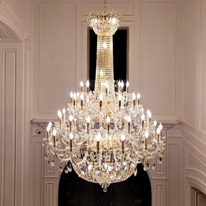 Extra Large European-style Multi-layers Candle Luxury Crystal Chandelier Gold Art Foyer/Staircase Decorative Light Fixture - Richardrider