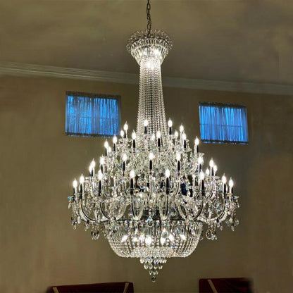 Extra Large European-style Multi-layers Candle Luxury Crystal Chandelier Gold Art Foyer/Staircase Decorative Light Fixture - Richardrider
