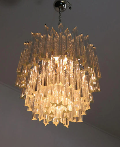 Murano Glass Chandelier – Arianna -107 prisms – Transparent