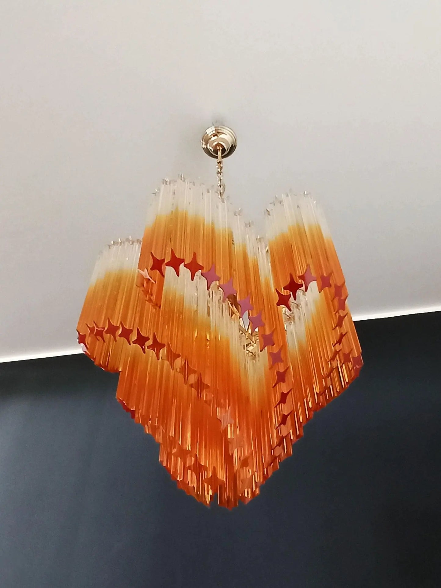Murano Glass Chandelier – Viennetta – 114 prisms – Amber