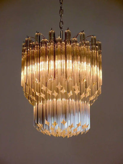 Murano Glass Chandelier – 107 prisms – Transparent