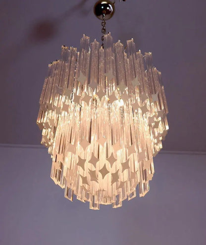 Murano Glass Chandelier – 107 prisms – Transparent