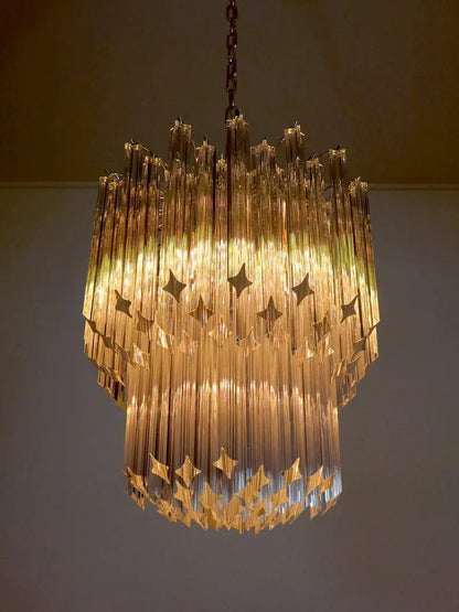Murano Glass Chandelier – 107 prisms – Transparent