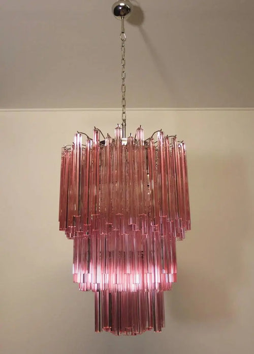 Murano Glass Chandelier – 184 prisms – Pink