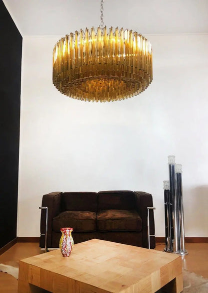 Murano Glass Chandelier – Triedri – 391 prisms – Amber