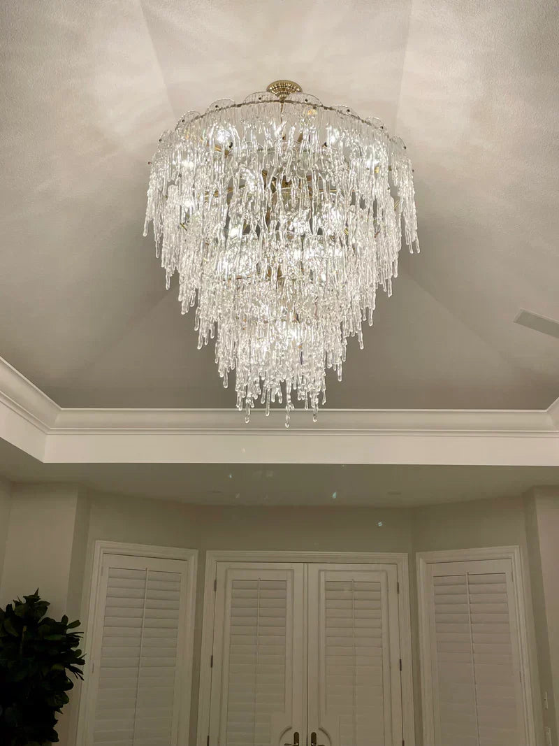 Aletta Melting Drop Crystal Glass Round Chandelier - Richardrider