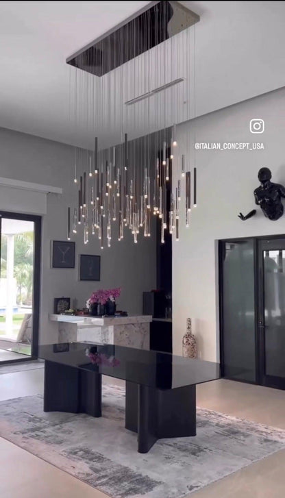 Bellini Rectangular Tri-Tone Tubular Pendant Light Chandelier - Richardrider