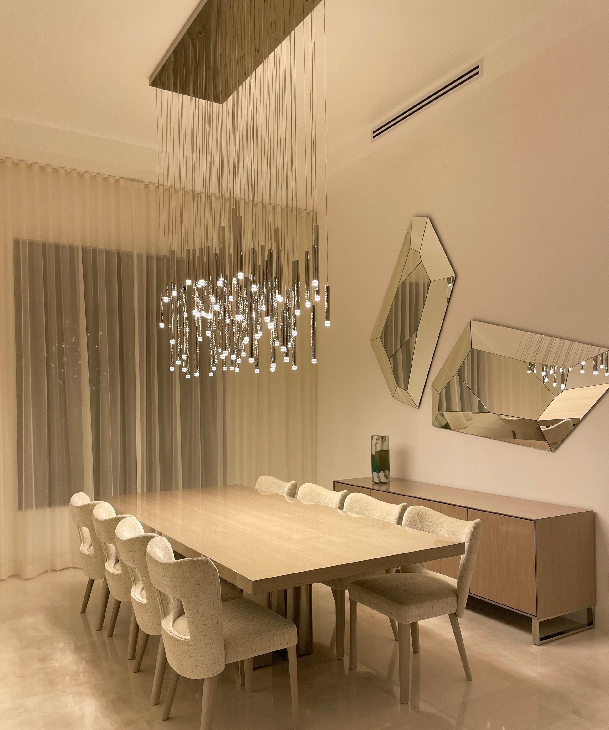Bellini Rectangular Tri-Tone Tubular Pendant Light Chandelier - Richardrider