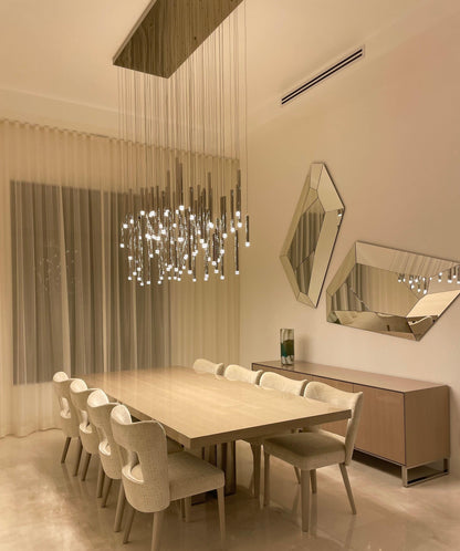 Bellini Rectangular Tri-Tone Tubular Pendant Light Chandelier - Richardrider