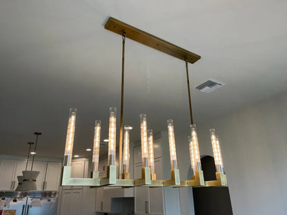 Modern Linear Round/Linear Tubular Glass Chandelier for Dining Room/Kitchen Island