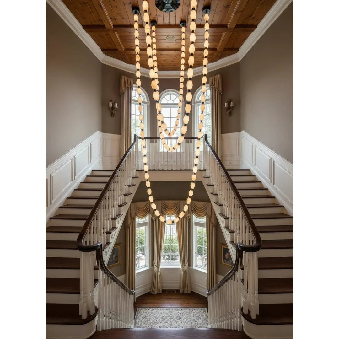 Creative Glass Pearl Necklace Pendnat Chandelier for Living/Dining Room/Staircase