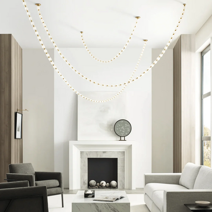 Creative Glass Pearl Necklace Pendnat Chandelier for Living/Dining Room/Staircase