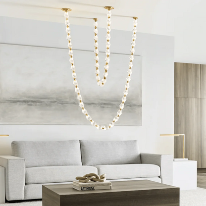 Creative Glass Pearl Necklace Pendnat Chandelier for Living/Dining Room/Staircase