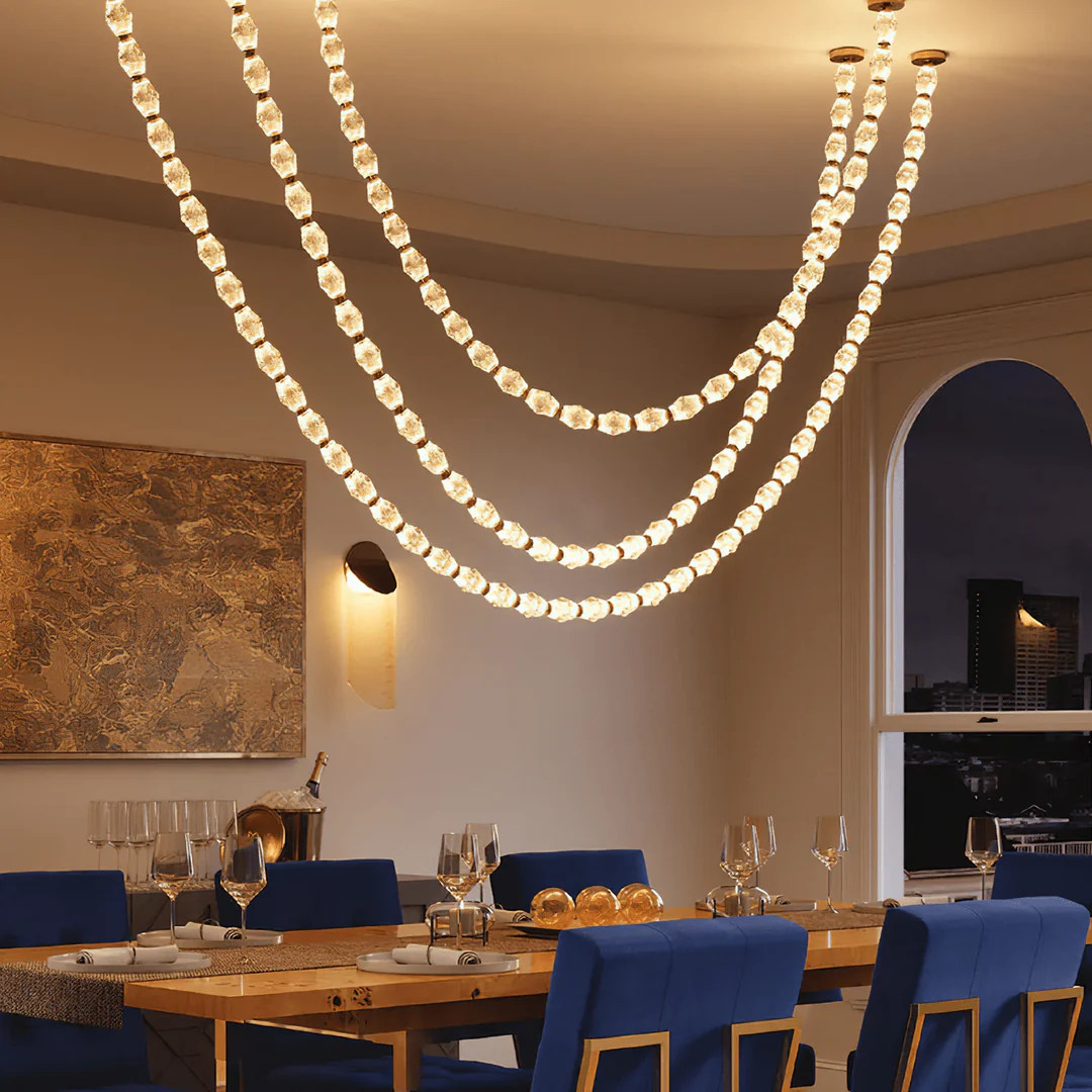 Creative Glass Pearl Necklace Pendnat Chandelier for Living/Dining Room/Staircase