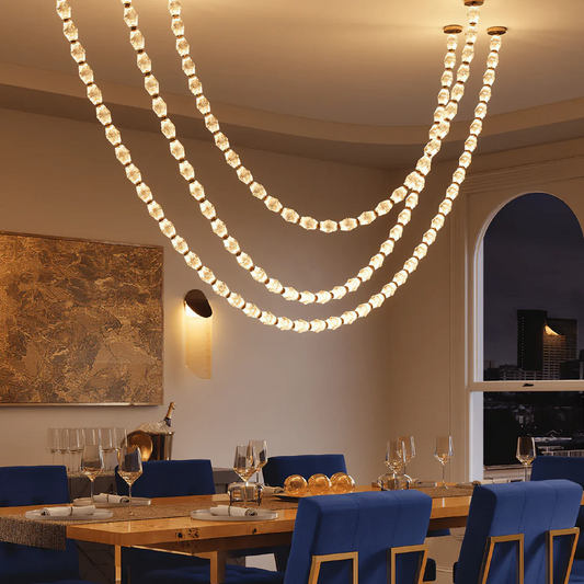 Creative Glass Pearl Necklace Pendnat Chandelier for Living/Dining Room/Staircase