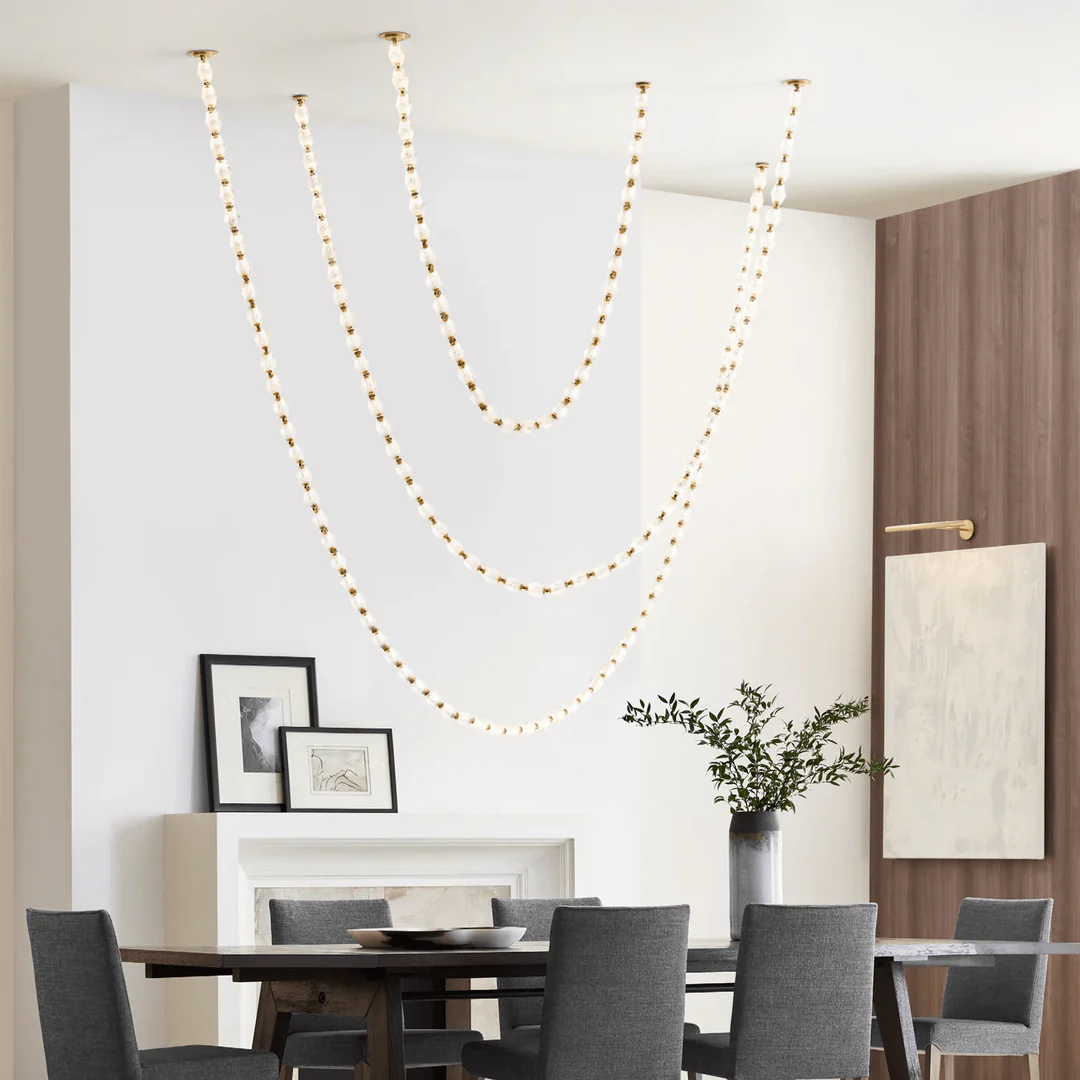 Creative Glass Pearl Necklace Pendnat Chandelier for Living/Dining Room/Staircase